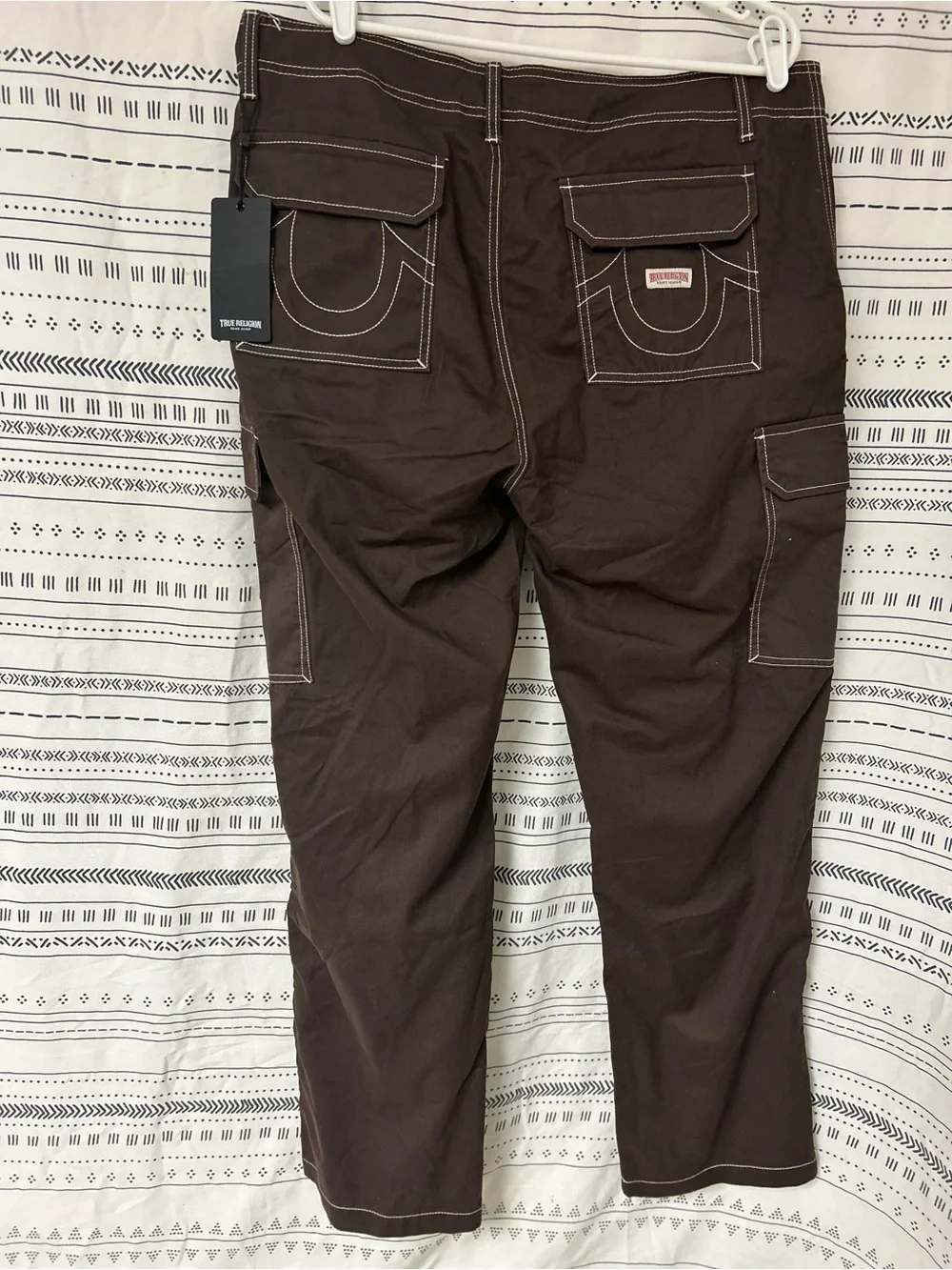 NEW True‎ Religion Men’s Big T Military Cargo Pants Bracken Brown Sz 36 $159